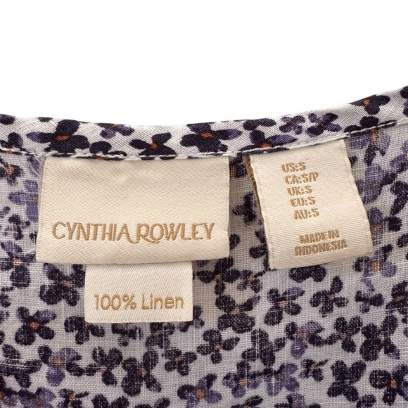 Cynthia Rowley 100% Linen Floral Short Sleeve Top Size Small - Picture 5 of 7